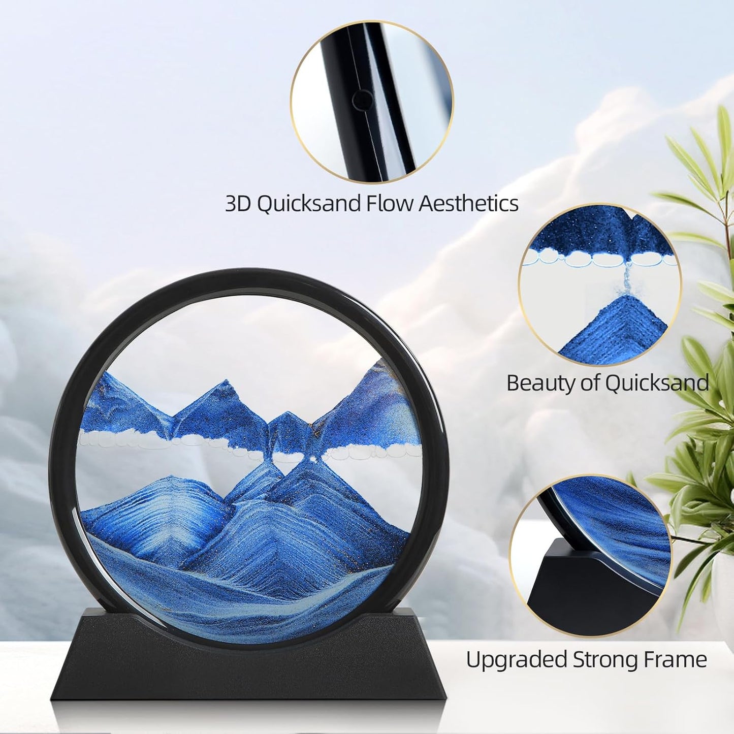 Sand Art Liquid Motion 3D Deep Sea Sandscape Color Quicksand Decor Round Glass