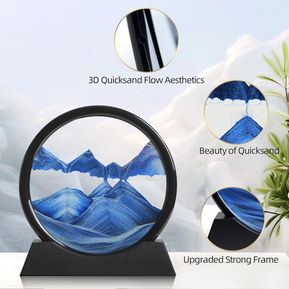 Sand Art Liquid Motion 3D Deep Sea Sandscape Color Quicksand Decor Round Glass