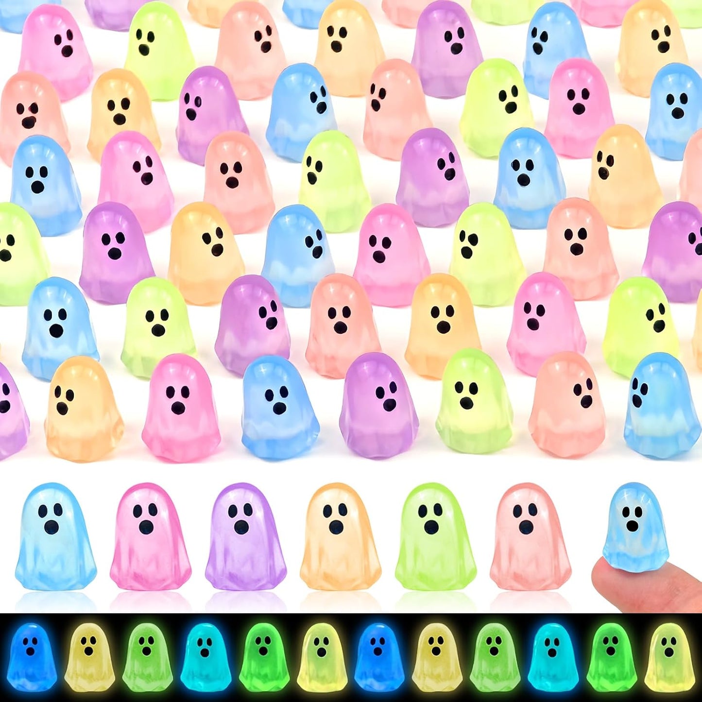 Luminous Mini Resin Ghost Figures Glow in The Dark Tiny Little Ghost Statue Miniature Figurines