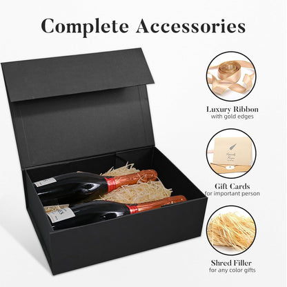 13.5''x10''x4'' Large Valentines Box with Magnetic Lids Black Gift Boxes for Groomsman Proposal Gifts