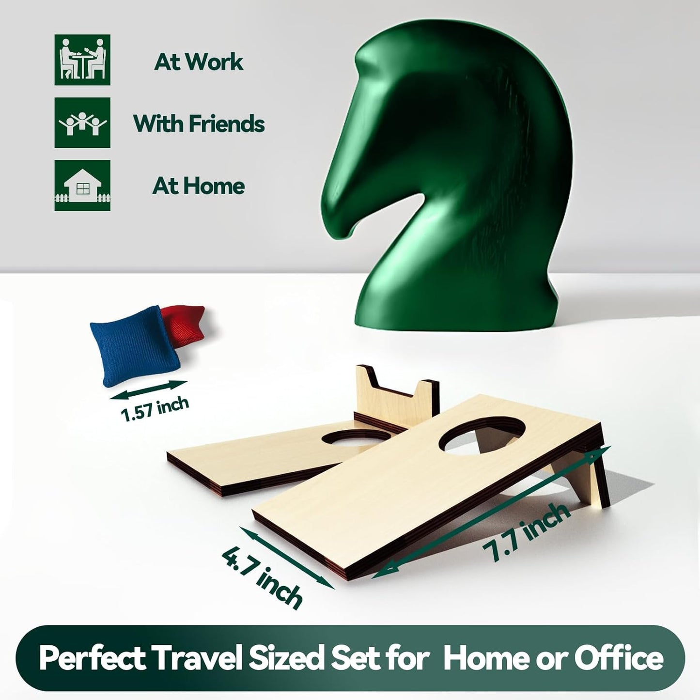 2PCS Mini Tabletop Cornhole Boards 4.7" W x 7.7" L Wooden Desktop Toss Game with 8 Bean Bags