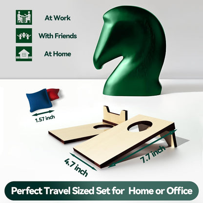 2PCS Mini Tabletop Cornhole Boards 4.7" W x 7.7" L Wooden Desktop Toss Game with 8 Bean Bags