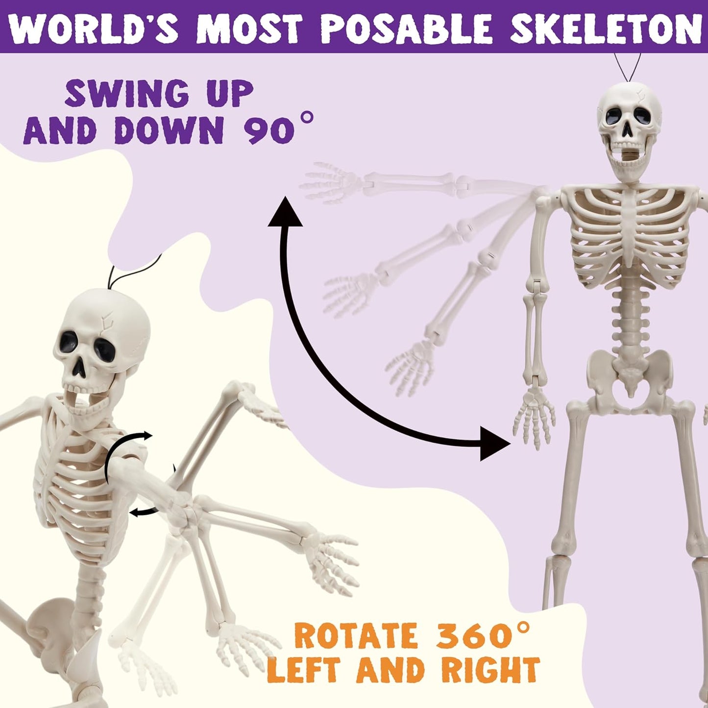 5 PCS Skeleton Decor 16 Inches Full Body Posable Joints Hanging Skeletons for Halloween Decorations