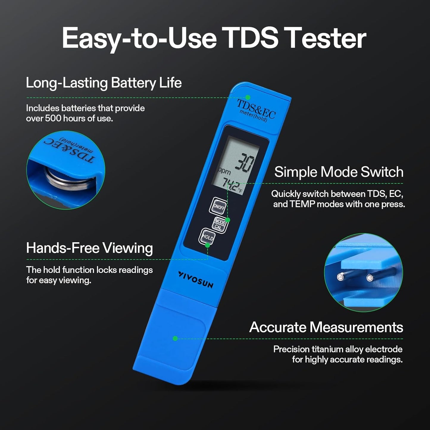 Digital pH and TDS Meter Kits, 0.01pH High Accuracy Pen Type pH Meter ± 2% Readout Accuracy 3-in-1 TDS EC Temperature Meter for Hydroponics