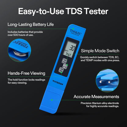 Digital pH and TDS Meter Kits, 0.01pH High Accuracy Pen Type pH Meter ± 2% Readout Accuracy 3-in-1 TDS EC Temperature Meter for Hydroponics