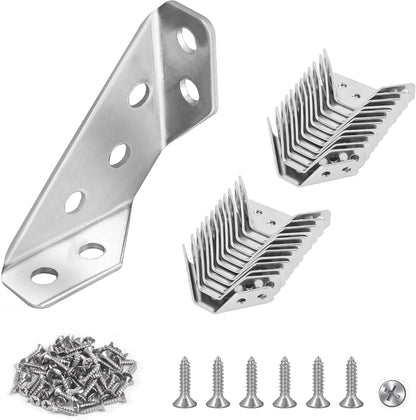 12-Pack Universal Stainless Steel Furniture Corner Connectors with Screws  Heavy Duty Triangular Support