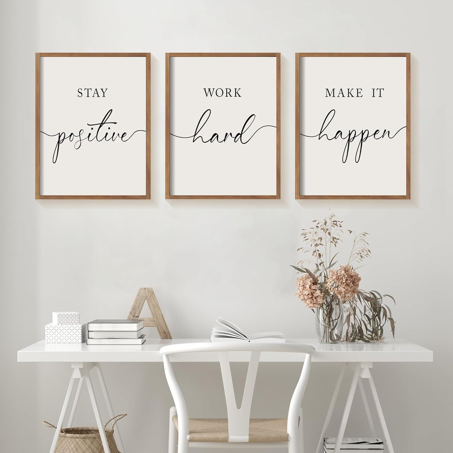 Motivational Wall Art 11"x14" Framed Wooden Inspirational Office Wall Decor for Men Picture Poster