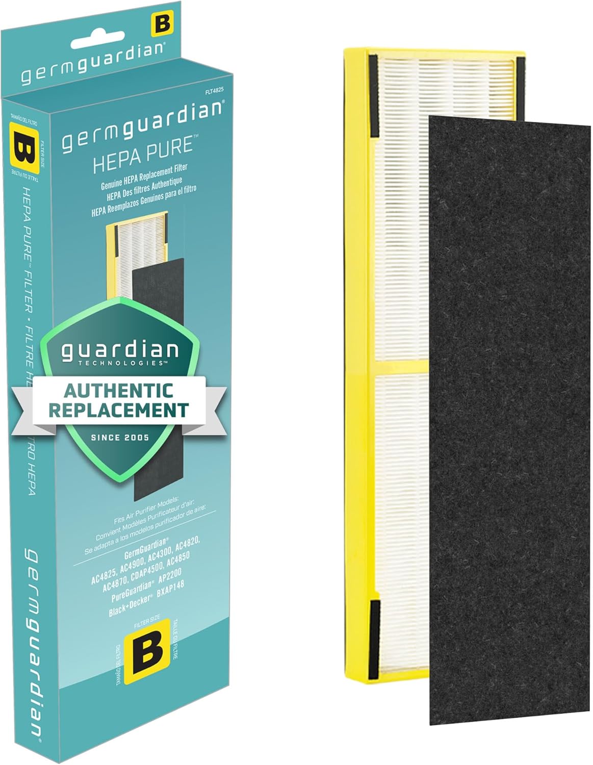 Filter B HEPA Pure Genuine Air Purifier Filter Removes 99.97% of Pollutants Wildfire Smoke, Odors