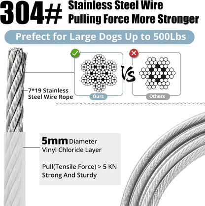 15 ft Dog Lead for Yard  Heavy Duty Chain Leash Outside for Small Large Dogs Up to 500 lbs