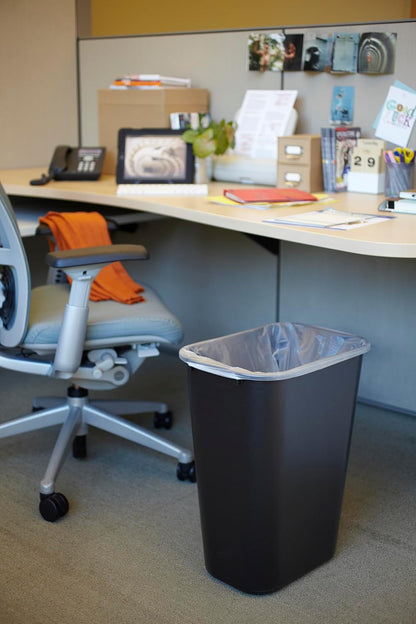 Wastebasket Trash Container 41QT/10.25 GAL Plastic Black Stackable Trash Can for Bedroom Bathroom Office