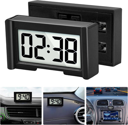 Mini Car Dashboard Clock Battery Operated Car Truck Dashboard Time Self-Adhesive Bracket Vehicle Automotive Dash