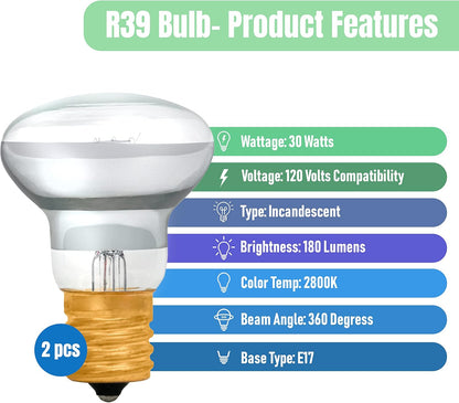 Liquid Lamp Replacement Bulbs 2 Pack 30 Watt E17 Bulbs Bulb for 16" Liquid Motion