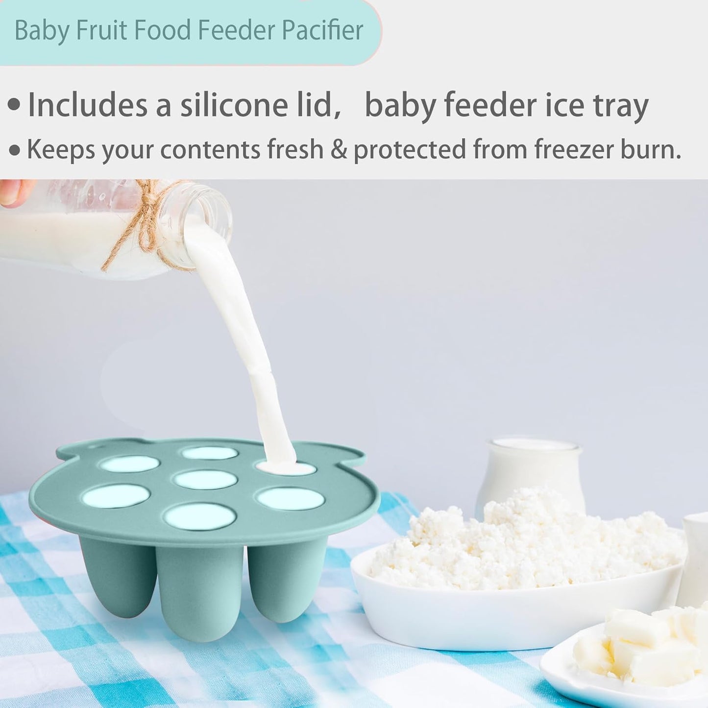 Food Freezer Tray with Teething Popsicle Molds  Baby Fruit Feeder and Breastmilk