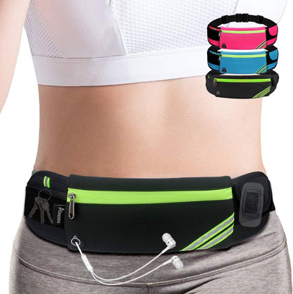 Slim Running Belt Fanny Pack Waist Pack Bag for Hiking Cycling Workout Reflective Runners Belt Jogging Pouch