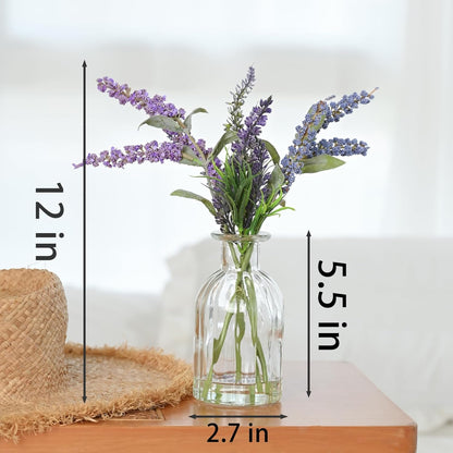Artificial Lavender Plants in Glass Vase with Faux Water Faux Silk Flowers Fake Plant Decor for Home Office