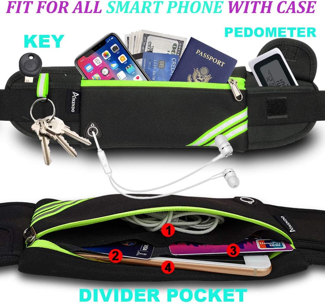 Slim Running Belt Fanny Pack Waist Pack Bag for Hiking Cycling Workout Reflective Runners Belt Jogging Pouch