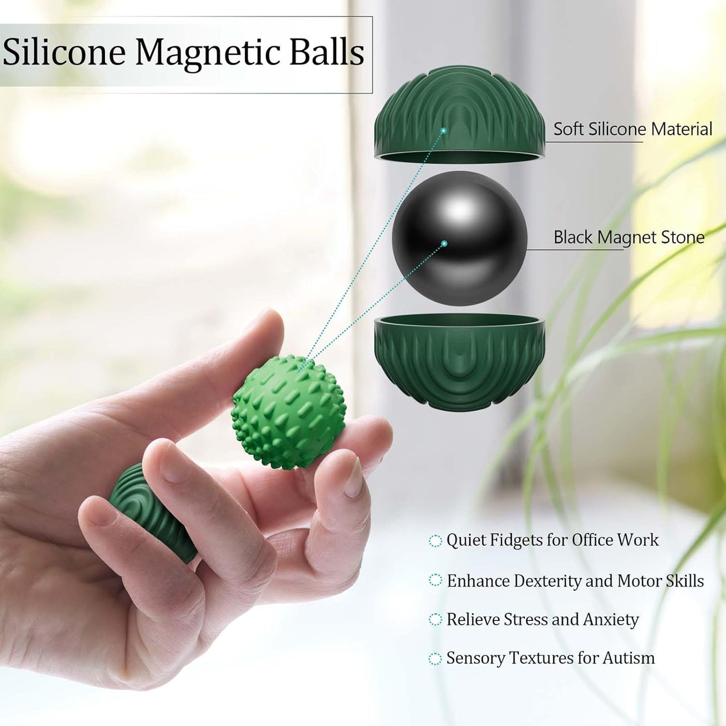 Magnetic Balls Fidget Toys for Adults & Teens 4PCS Stress Relief Sensory Toys for Autism ADHD Anxiety