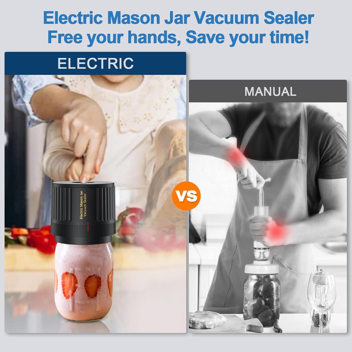 Jar Vacuum Sealer Kit for Wide Mouth and Regular Mouth Mason Jars