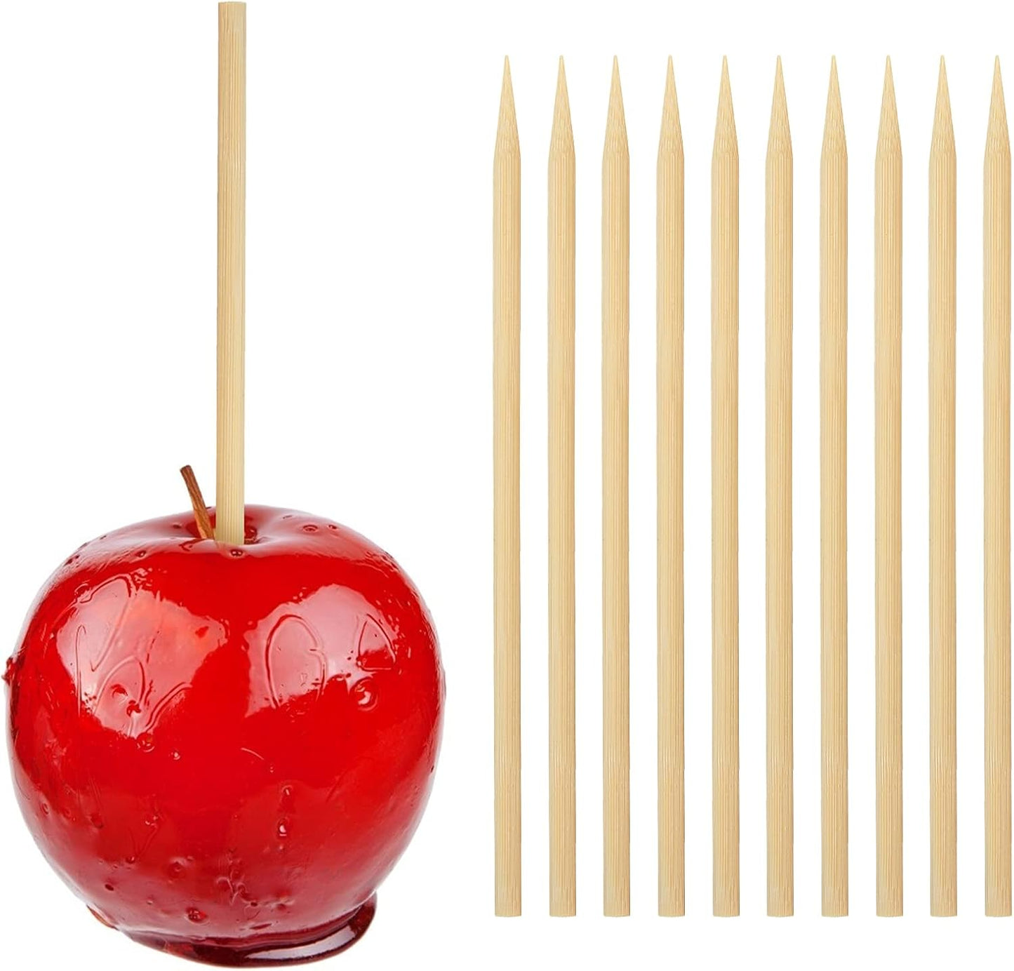 Wooden Candy Apple Sticks 5 mm 7 inch Birch Caramel Apple Cotton Sticks Semi Pointed Lollipop Skewer