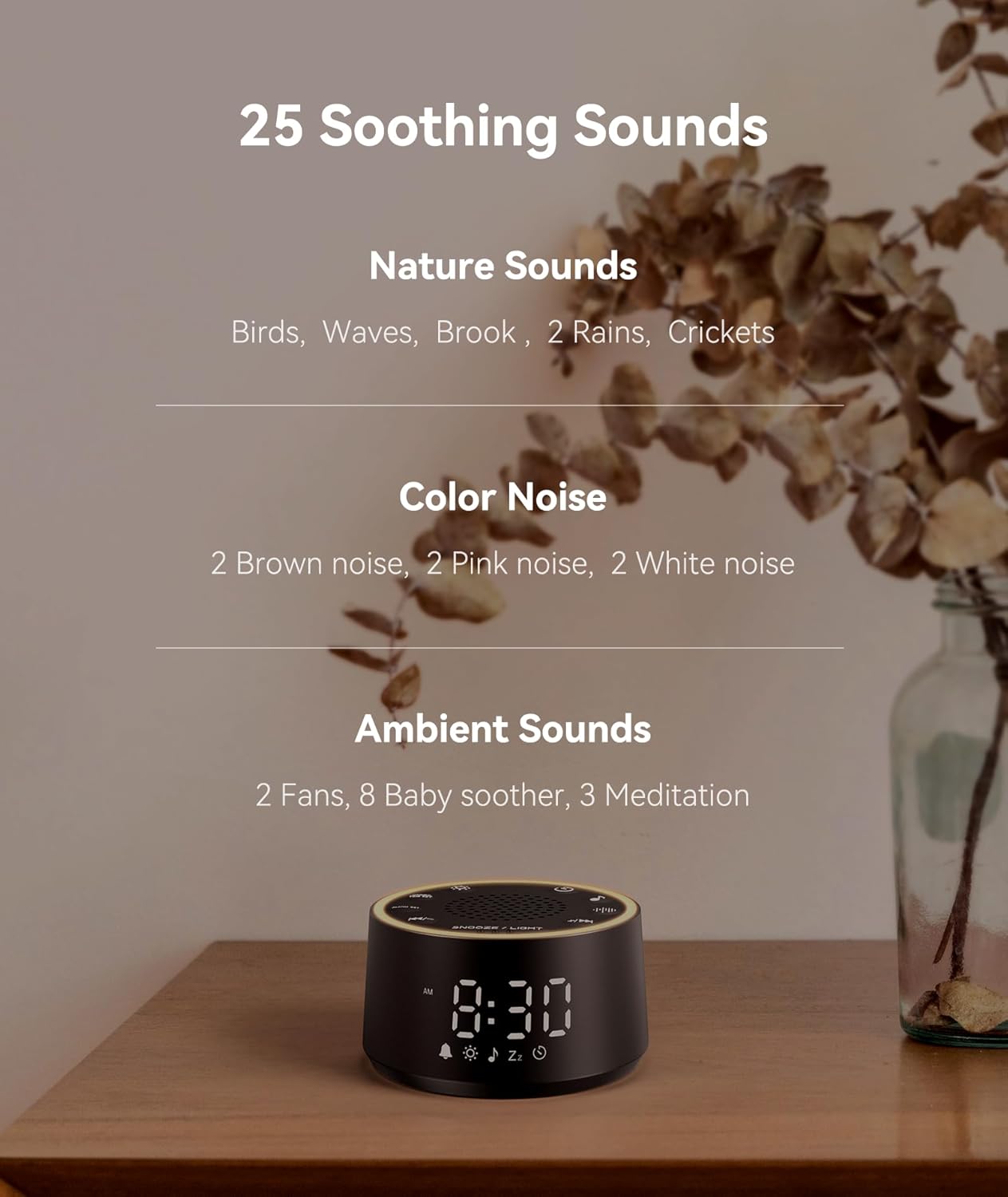 Sound Machine for Sleep D1 Nova White Noise Sound Machine for Baby Adult with Alarm Clock Soothing Sounds Dimmable