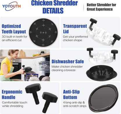 Grade Visible Meat Shredder with Strong Anti-Slip Base Ergonomic Handle Chicken Breast Shredder