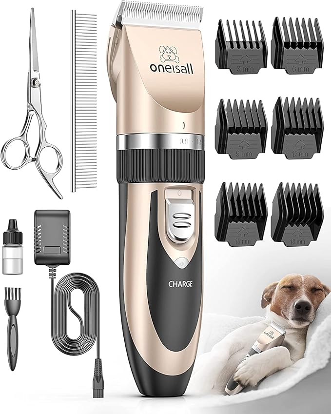 Dog Clipper Low Noise Dog Grooming Kit with Rechargeable Pet Shaver Cordless Electric Quiet