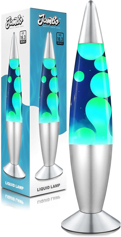 16" Beautiful Lamp Blue with Yellow/Green Wax Relaxing Liquid Light Night Light Nightlight