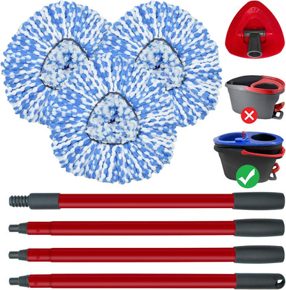 Mop Handle and Base Compatible with Ocedar RinseClean 2-Tank System 3 Mop Replacement Head