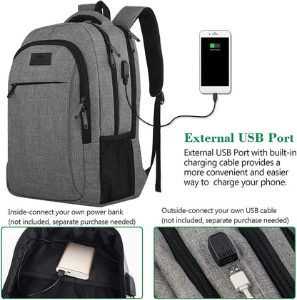 Travel Laptop Backpack Business Anti Theft Slim Sturdy Laptops Backpack with USB Charging Port Water Resistant College