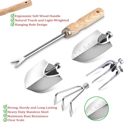 14 PCS Garden Tool Set with Soil Moisture Meter Stainless Stell Heavy Duty Gardening Hand Tools