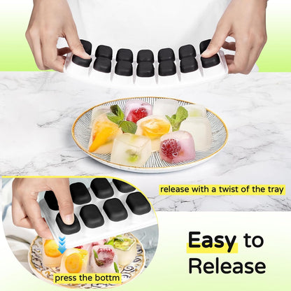 5 Pack Stackable Silicone Ice Cube Trays with Lid Easy Release Reusable Ice Tray, BPA-Free Rectangular Ice Cube