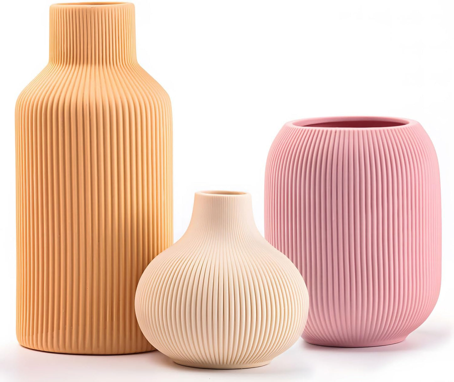 Set of 3 Vases Home Decor Modern Minimalist Decor Pottery Boho Vases for Pampas Grass Dried Fresh Flowers