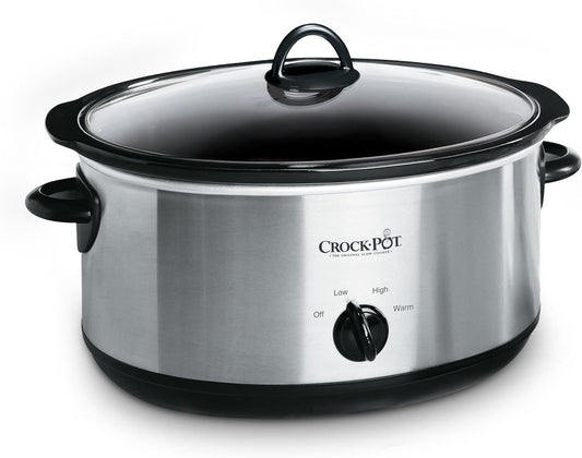 7 Quart Oval Manual Slow Cooker Stainless Steel Versatile Cookware for Large Families
