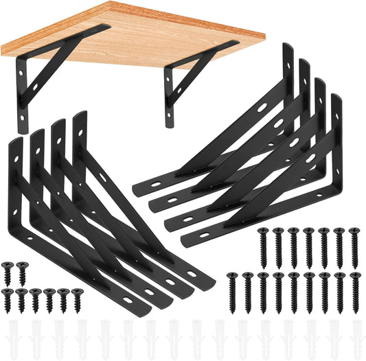 Shelf Brackets 8 Pcs L Shaped Metal Wall Mount Shelves Support for Floating Shelves