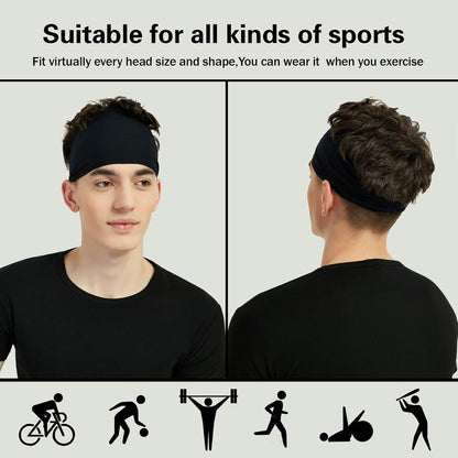 5 Pack Moisture Wicking Workout Headband Sweatband Headbands for Running Cycling Football