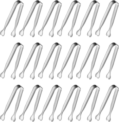 18-Packs Stainless Steel Sugar Tongs 4.3inch Ice Tongs Kitchen Appetizers Tongs for Coffee Bar