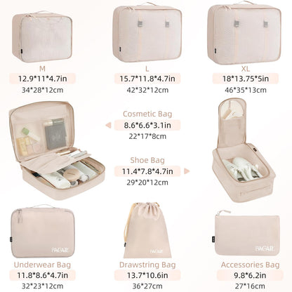 8 Set Packing Cubes Luggage Packing Organizers for Travel Accessories