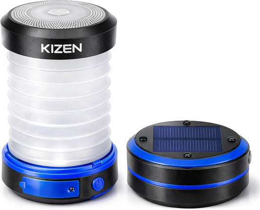 Outdoor Solar Lantern - Solar or Plug Rechargeable Lantern Collapsible LED Light for Power Outages  Camping Essential