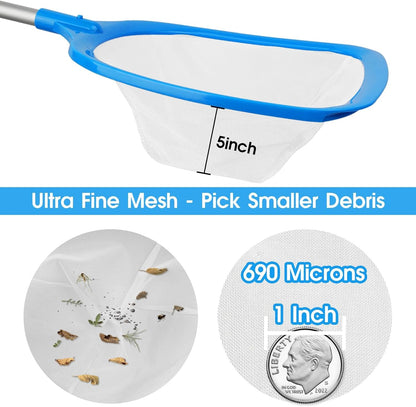 12'' Aluminum Pole Ultra Fine Mesh Net Handy Leaf Skimmer for Small Above Ground Pools Pick