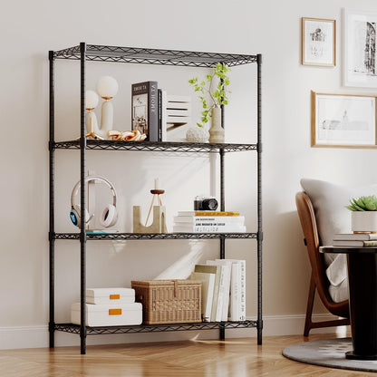 4 Tier Wire Storage Shelves 36x14x54  Black with Adjustable Racks Heavy Duty Metal Shelf