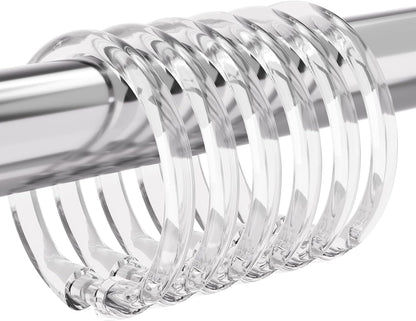 24 Pcs Shower Curtain Hooks O Shape Clear Shower Curtain Hooks Rings, Easy to Snap Closure