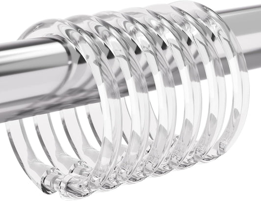 24 Pcs Shower Curtain Hooks O Shape Clear Shower Curtain Hooks Rings, Easy to Snap Closure