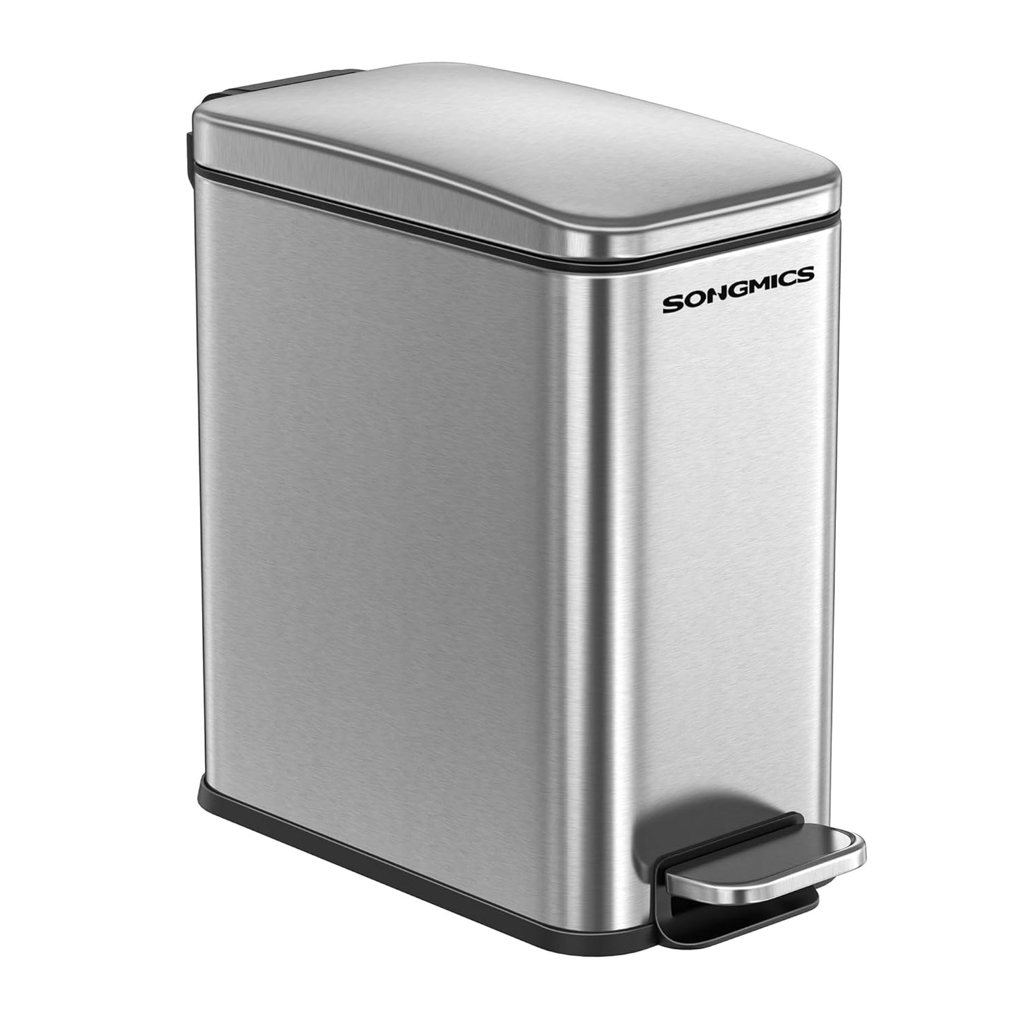 Bathroom Trash Can 1.3 Gallon (5 L) Small Trash Bin with Lid Slim for Small Spaces Stainless Steel Garbage Can