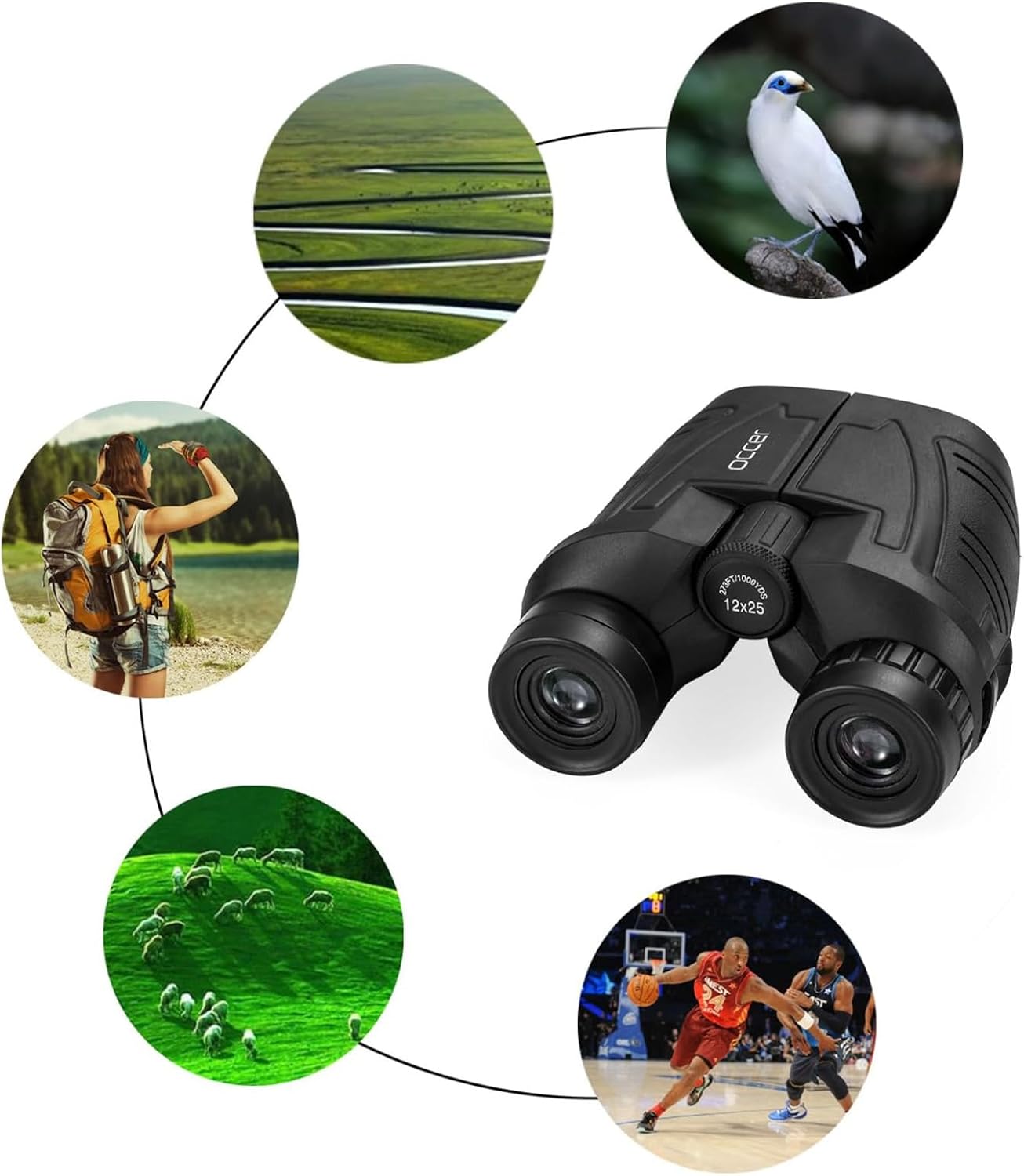 12x25 Compact Binoculars for Adults and Kids Large Eyepiece Waterproof Binocular with Low Light Vision,High Powered