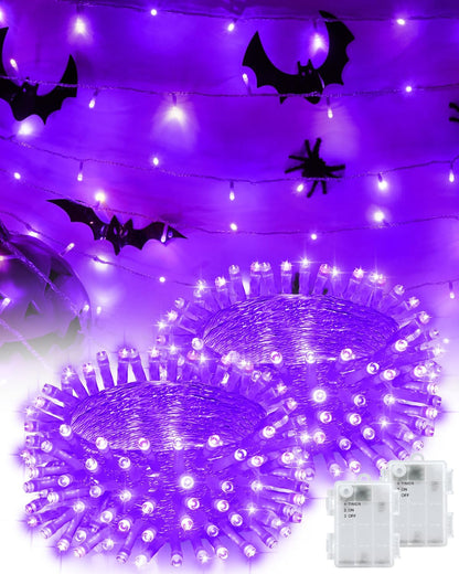 String Lights Battery Operated Purple Fairy Lights with Timer Waterproof 16.4ft 50 LED