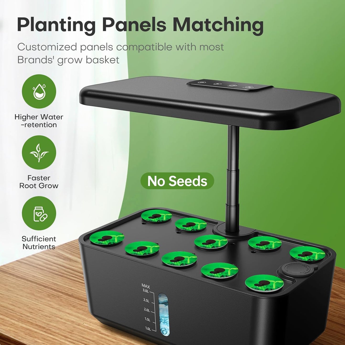 10 Pods Plant Germination Kit Herb Vegetable Growth Lamp Countertop with LED Grow Light