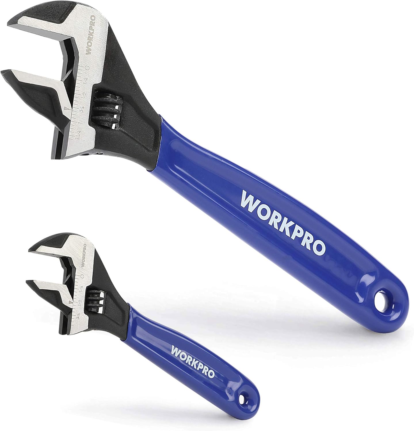 2-Piece Adjustable Wrench Set 6-Inch & 10-Inch Wide Jaw Black Oxide Wrench Cr-V Steel