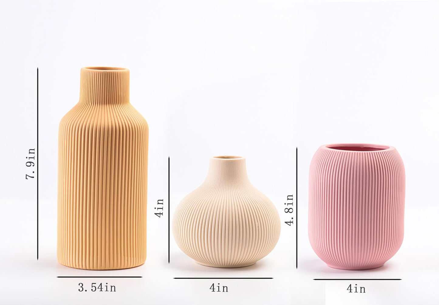 Set of 3 Vases Home Decor Modern Minimalist Decor Pottery Boho Vases for Pampas Grass Dried Fresh Flowers