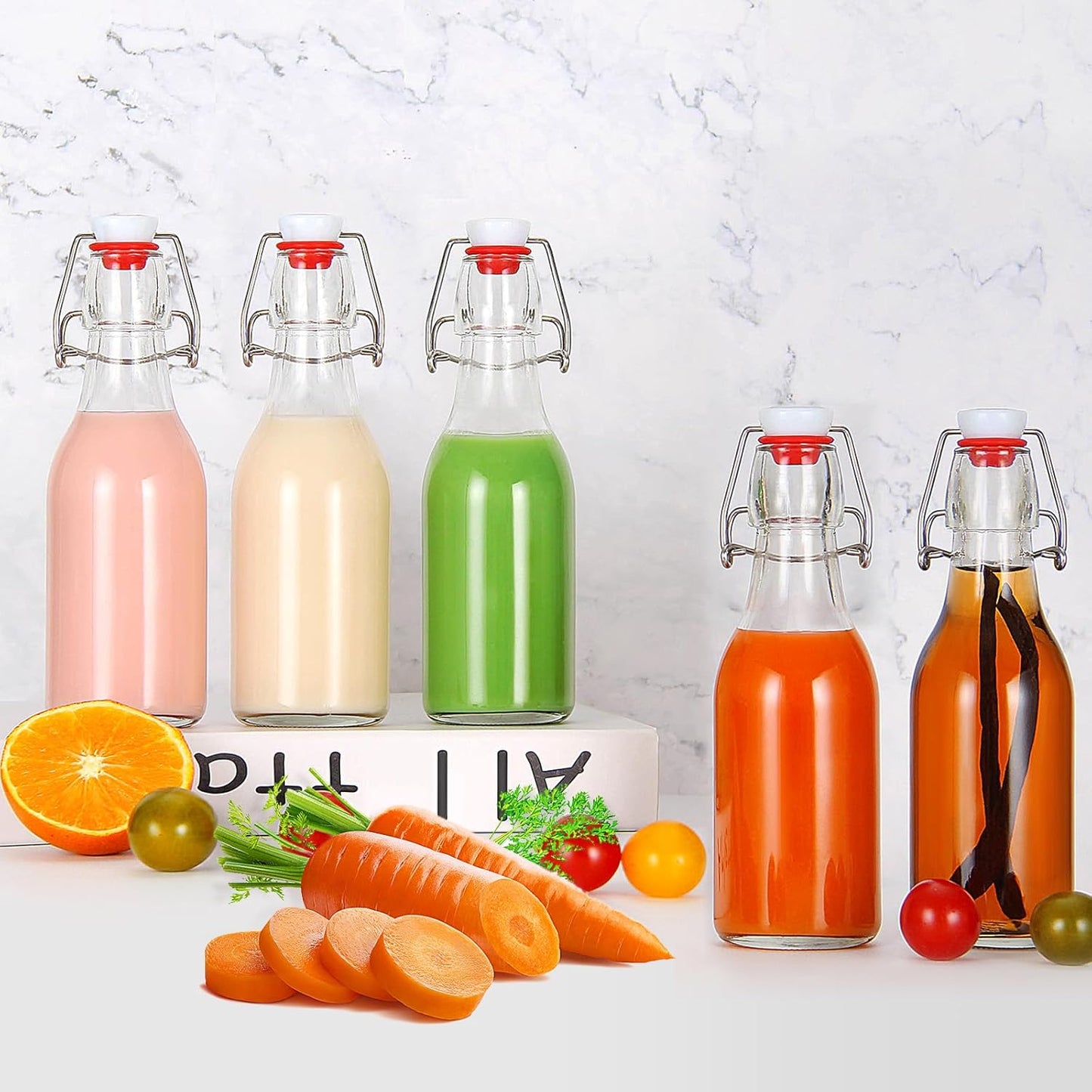 8oz Swing Top Bottles Glass Beer Bottle with Airtight Rubber Seal Flip Caps for Home Brewing Kombucha