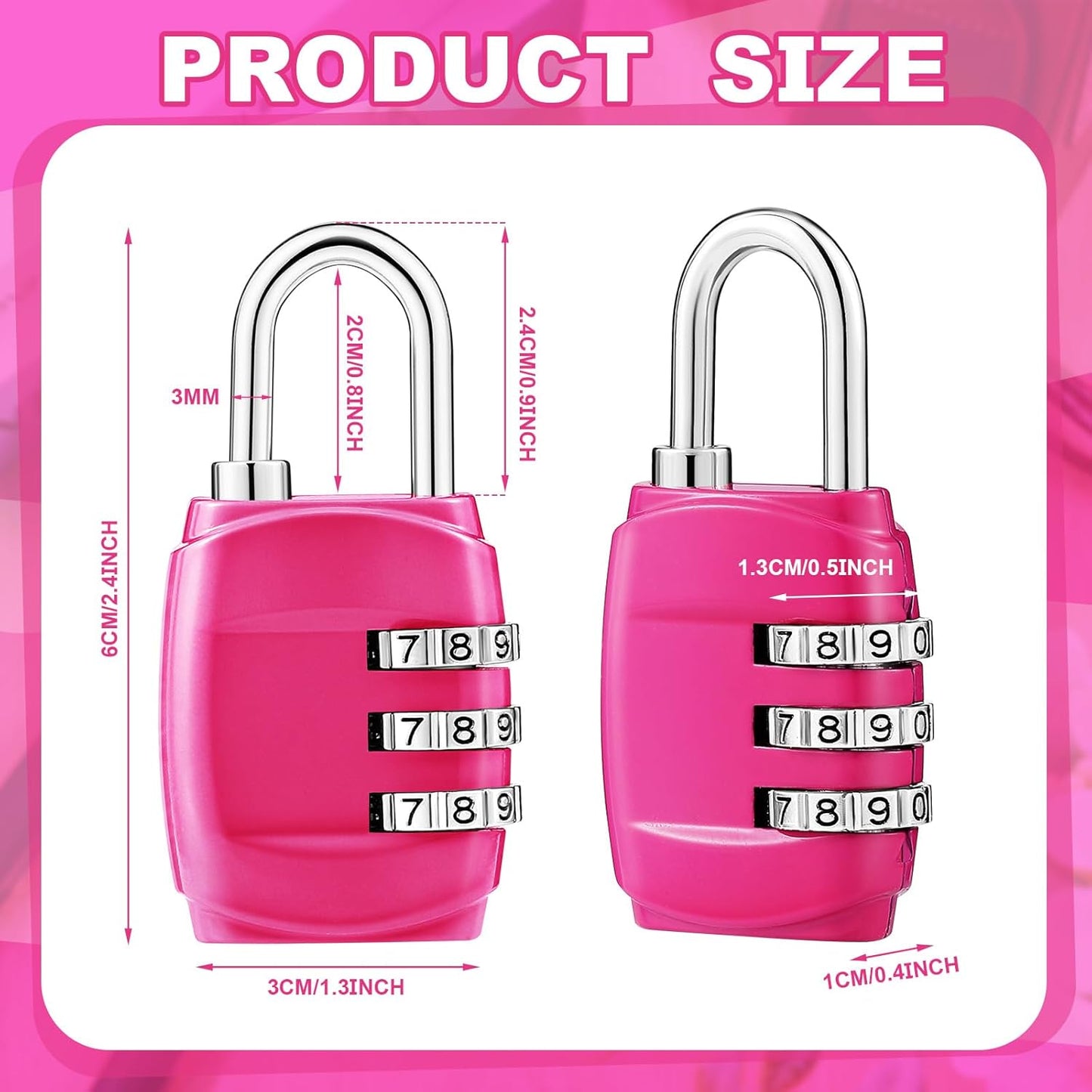 10 Pcs Digit Combinations Padlock Safe Cipher Lock Mini Combination Resettable Number for Suitcases Luggage